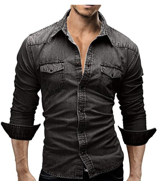 Stylish Long Sleeve Denim Shirt for Men - Perfect for Casual Wear