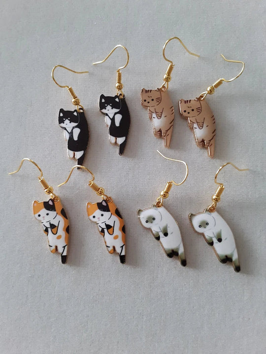 BOUCLES D'OREILLES PENDANTES CHAT