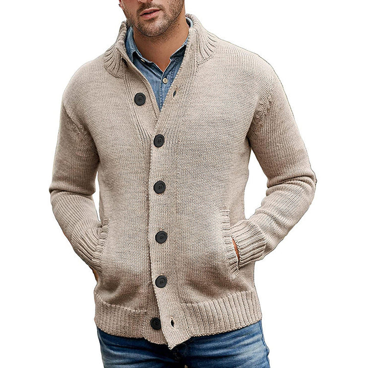 Chic Solid-Colored Knitted Jumper with Stylish Single-Breasted Design