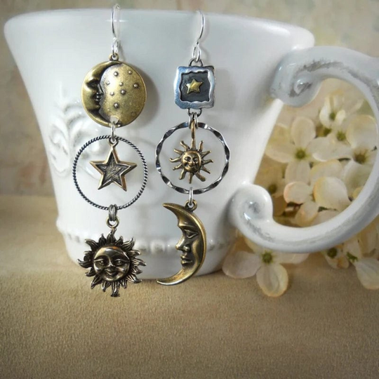 BOUCLES D'OREILLES SOLEIL ET LUNE