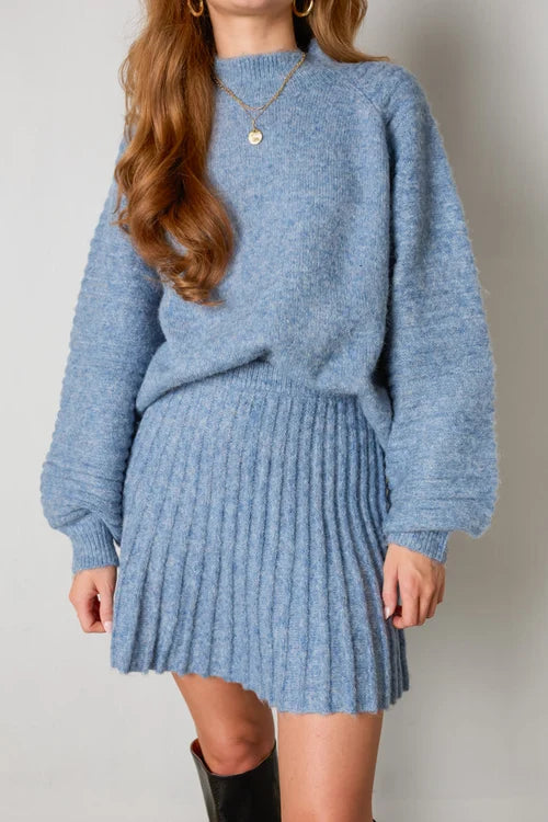 Elara™ Elegant Pleated Sweater and Skirt