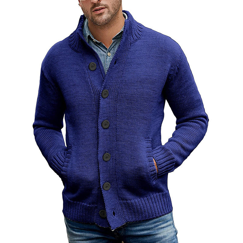 Chic Solid-Colored Knitted Jumper with Stylish Single-Breasted Design