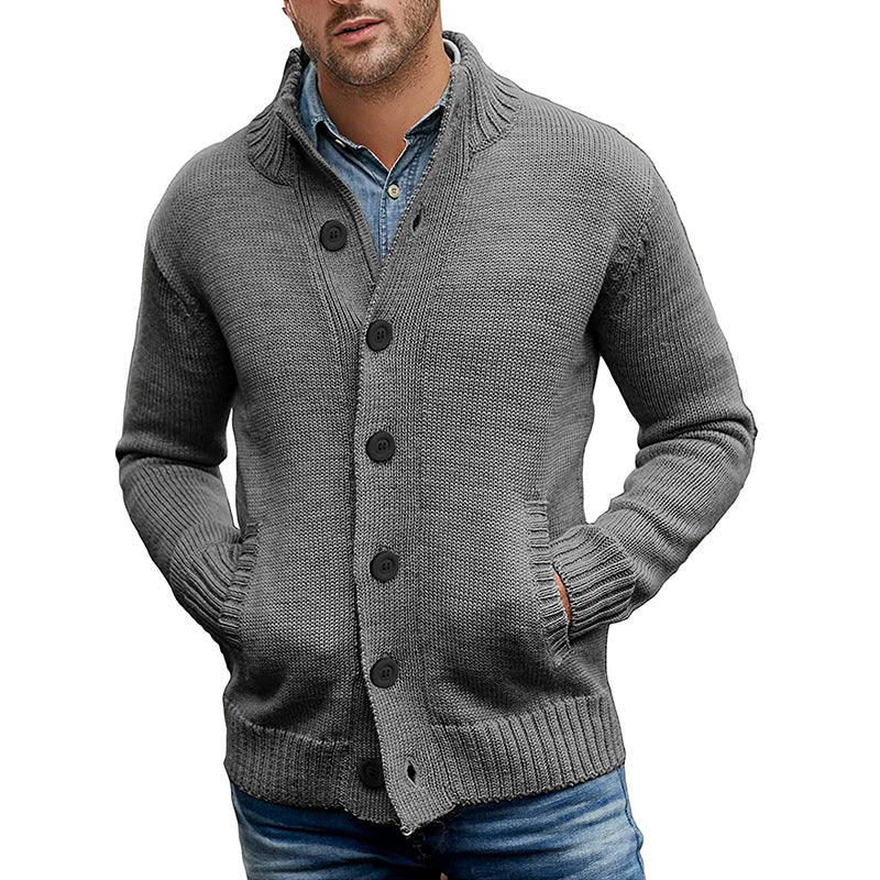 Chic Solid-Colored Knitted Jumper with Stylish Single-Breasted Design