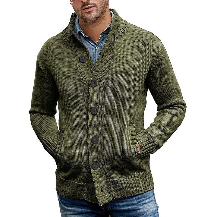 Chic Solid-Colored Knitted Jumper with Stylish Single-Breasted Design