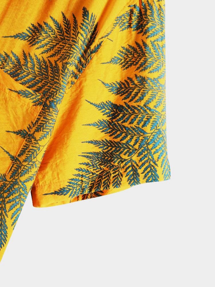 Tropical Plants Print Shirts & Swim Shorts