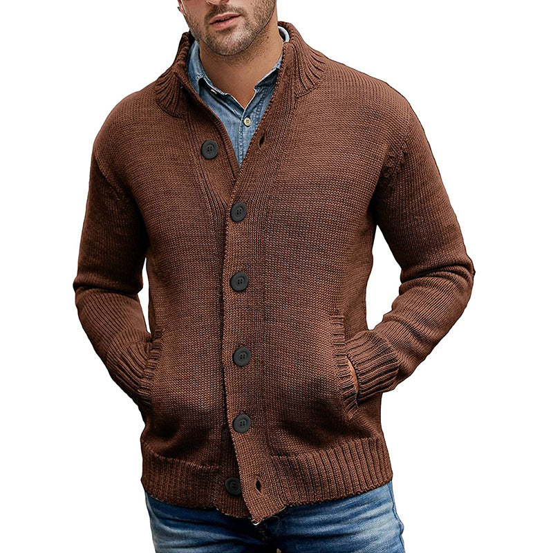 Chic Solid-Colored Knitted Jumper with Stylish Single-Breasted Design