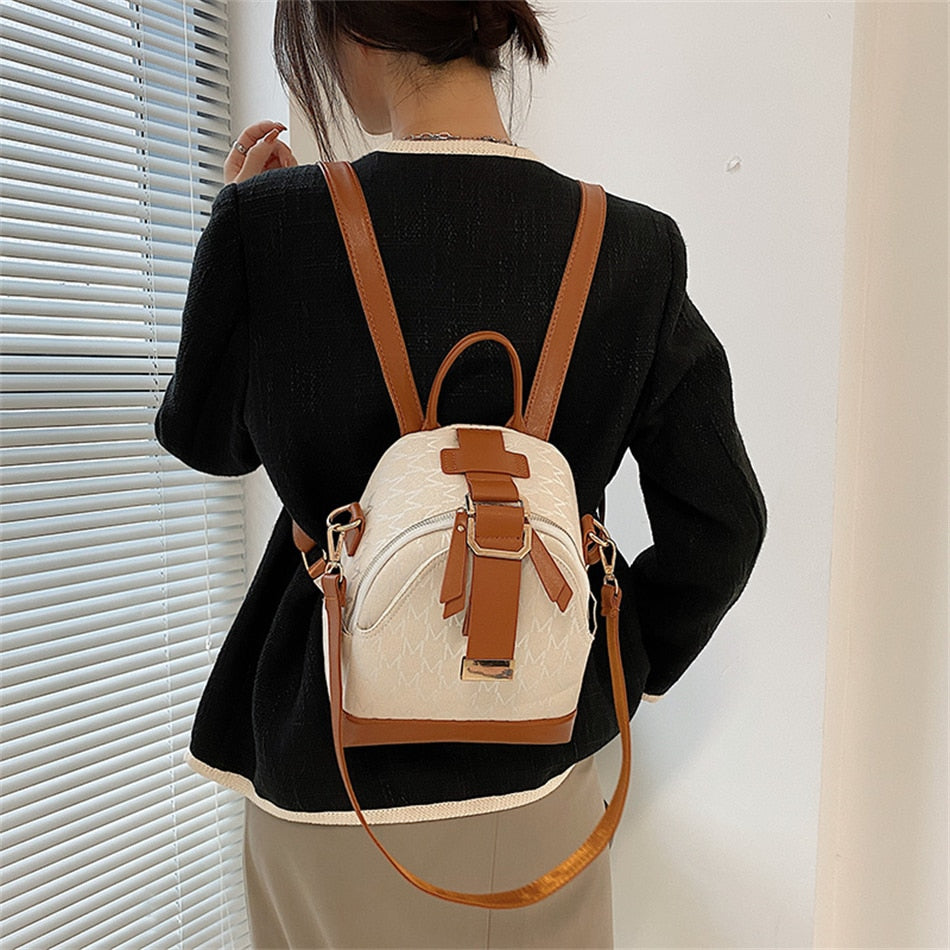 Stylish backpack with geometric pattern