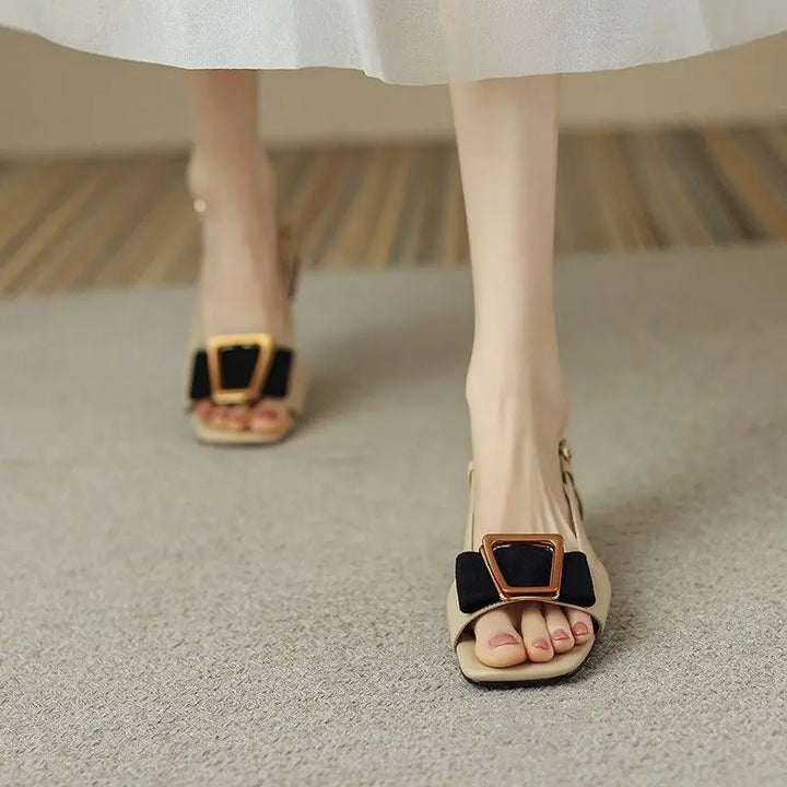 Block heel sandals with buckle detail