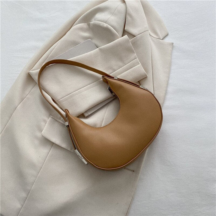 Trendy Women Niche Half Moon Shoulder Bag Solid Colour Casual Texture Fashion Shoulder and Underarm Bag