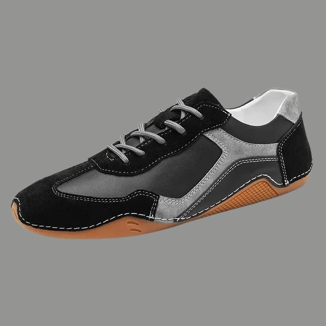 Breathable Genuine Leather Sneakers With Golf Sole Design