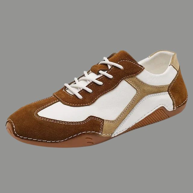 Breathable Genuine Leather Sneakers With Golf Sole Design