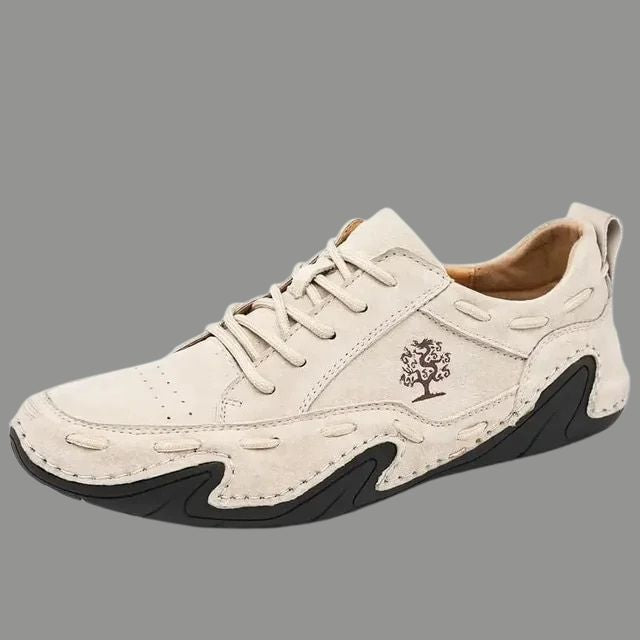 Breathable Genuine Leather Sneakers With Golf Sole Design