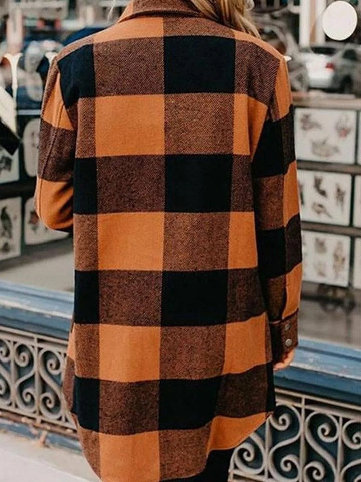 Manteau Mi-Long en Tartan : Élégance Décontractée et Confort Impeccable