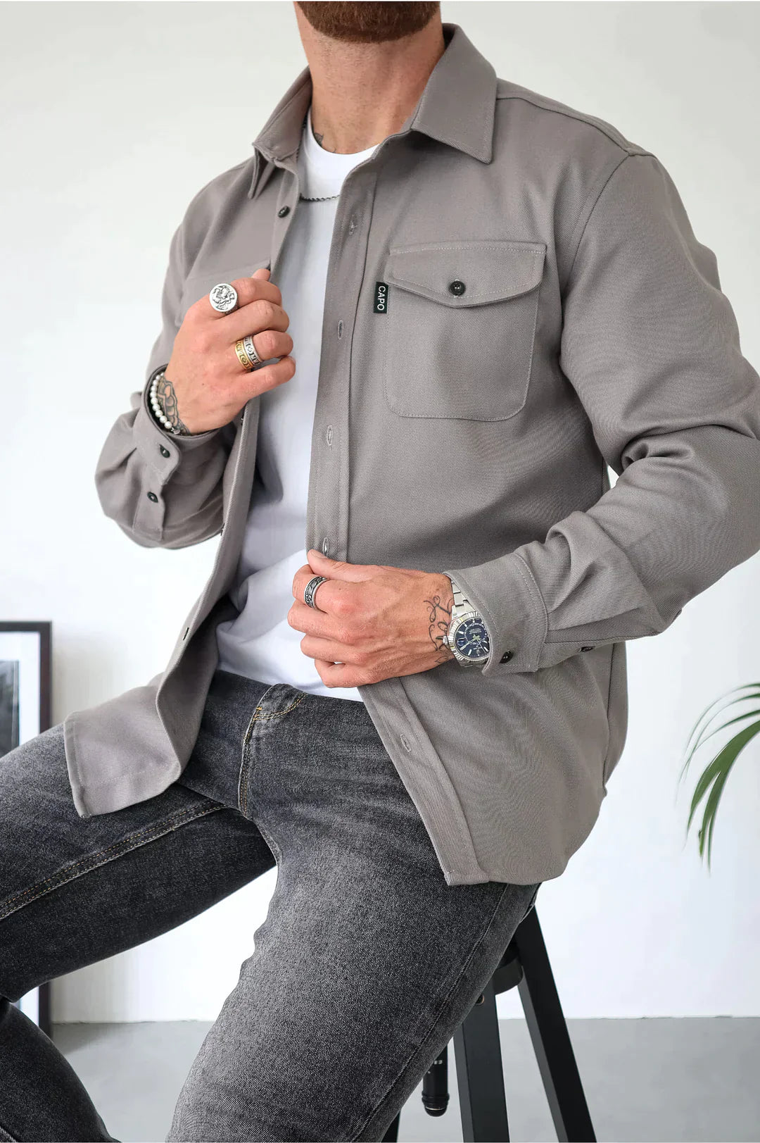 Stylish Buttoned Placket Jacket