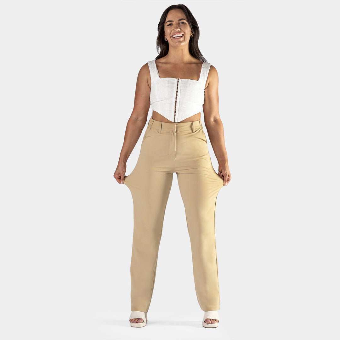 Chic Beige Straight Leg Pants for Effortless Style