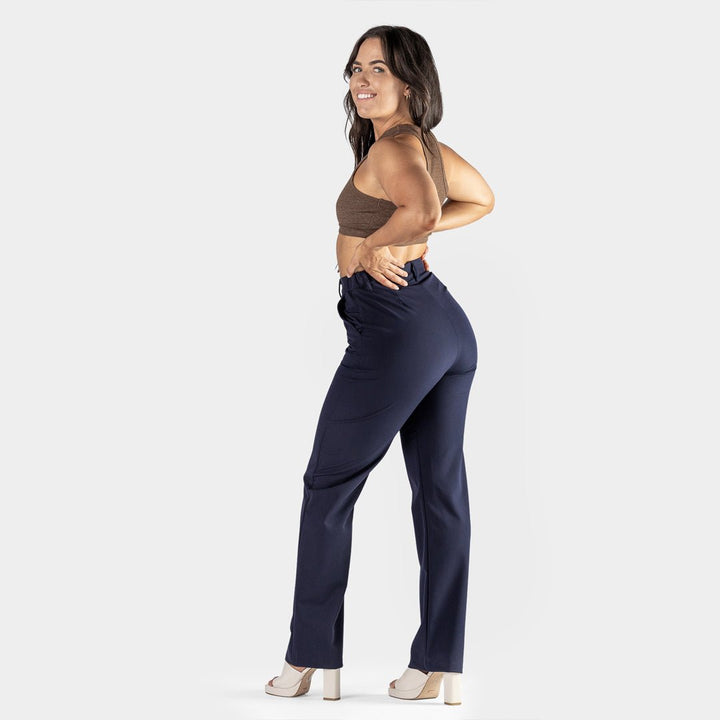 Navy Impact Straight Leg Trousers for Effortless Style