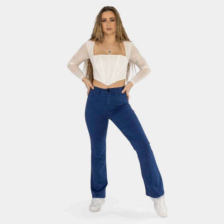 Vibrant Cobalt Impact Flare Fit Jeans for Effortless Style