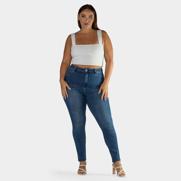 Elevate Your Style with Impact High Waisted Indigo Skinny Jeans