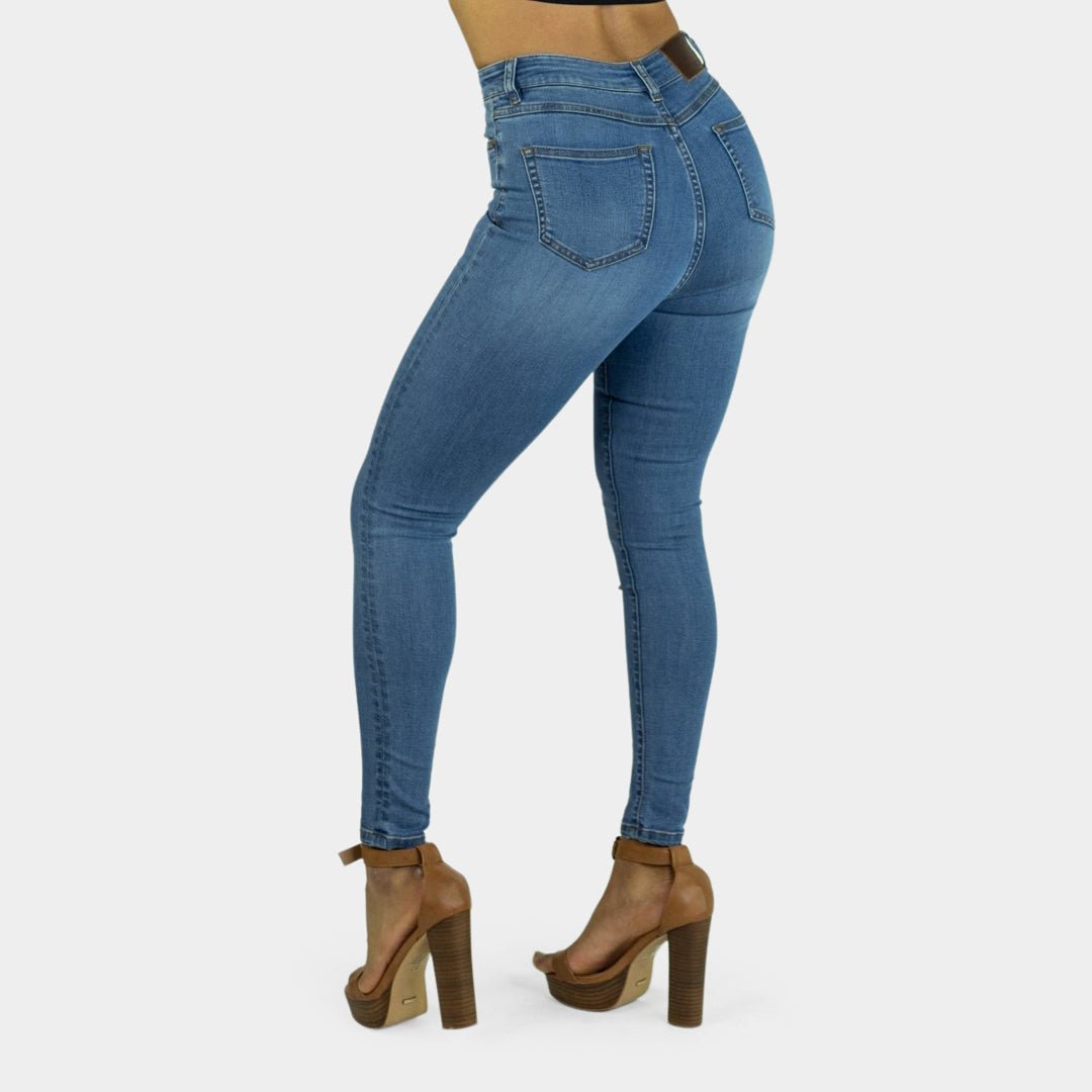 Elevate Your Style with Ocean Blue High-Waisted Skinny Jeans