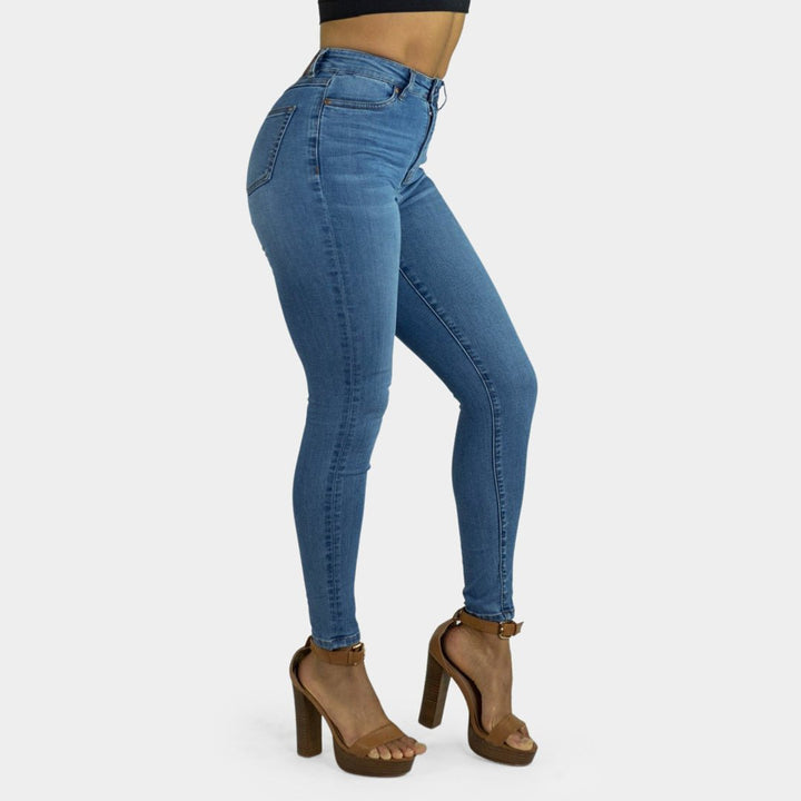 Elevate Your Style with Ocean Blue High-Waisted Skinny Jeans