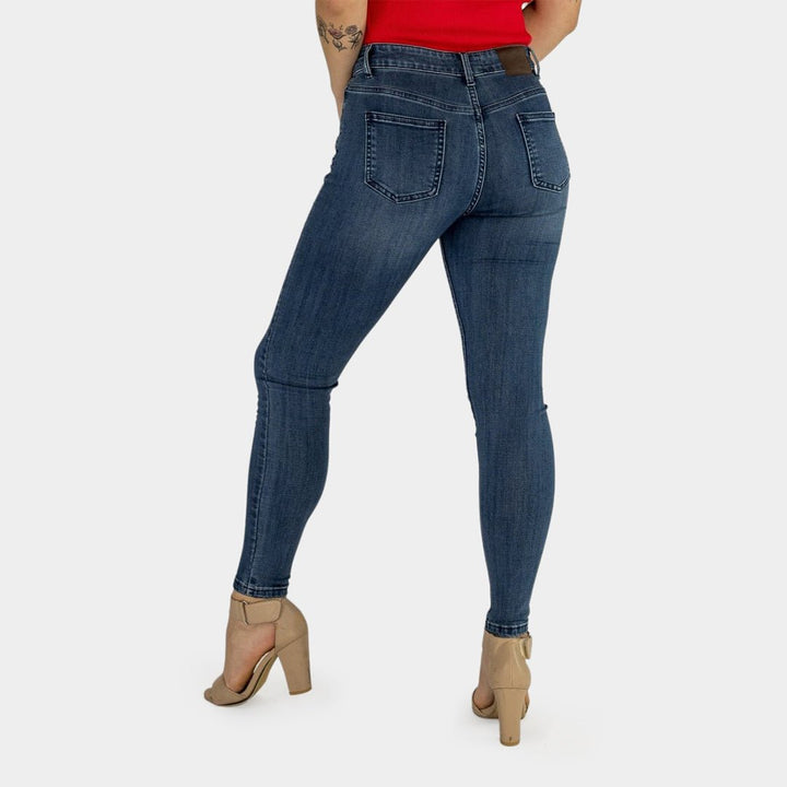 Chic Indigo Mid Rise Skinny Jeans for a Flattering Fit