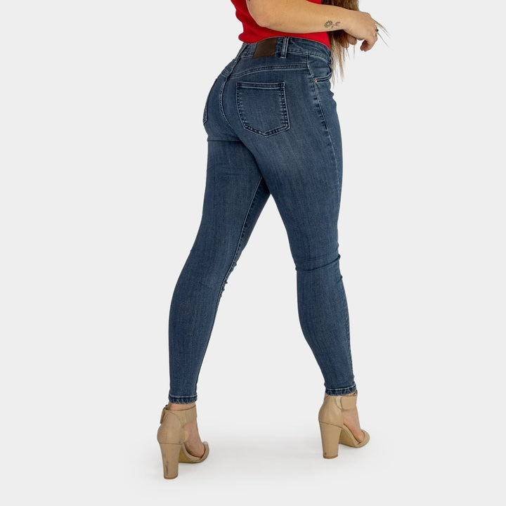 Chic Indigo Mid Rise Skinny Jeans for a Flattering Fit