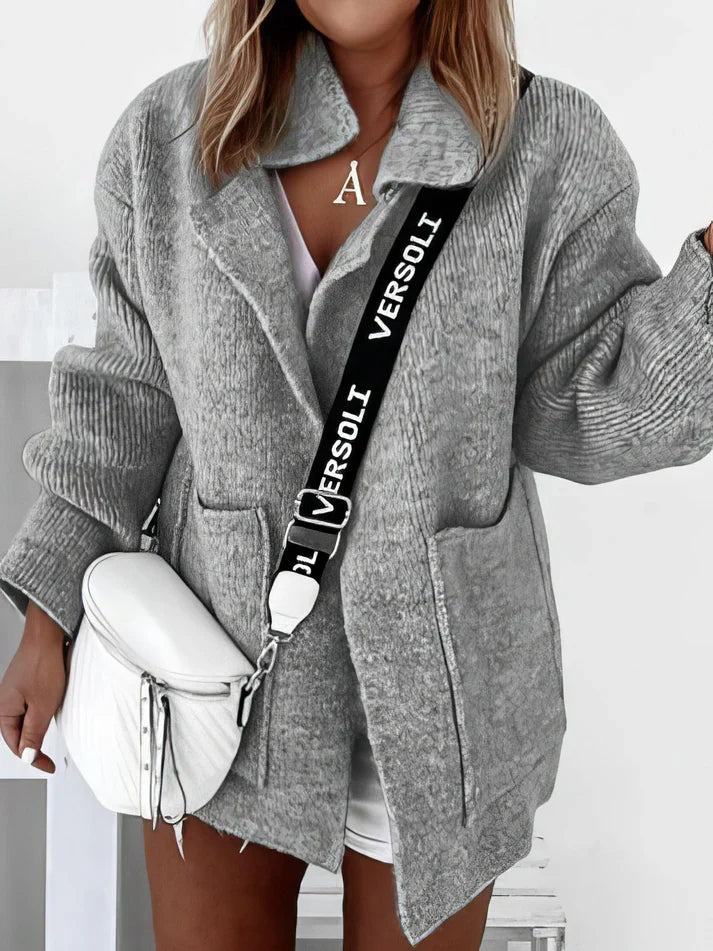 Chic Cardigan en Tricot avec Revers et Poches Pratiques