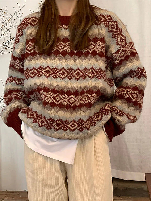 Pull de Noël Chic Oversize pour Femmes – Tricot Confortable Idéal pour Vos Fêtes Festives