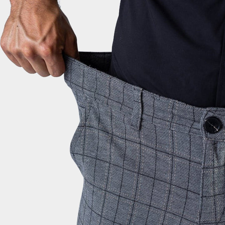 Ultra Stretch Chino Pants - Slim Fit - Windowpane Grey Check