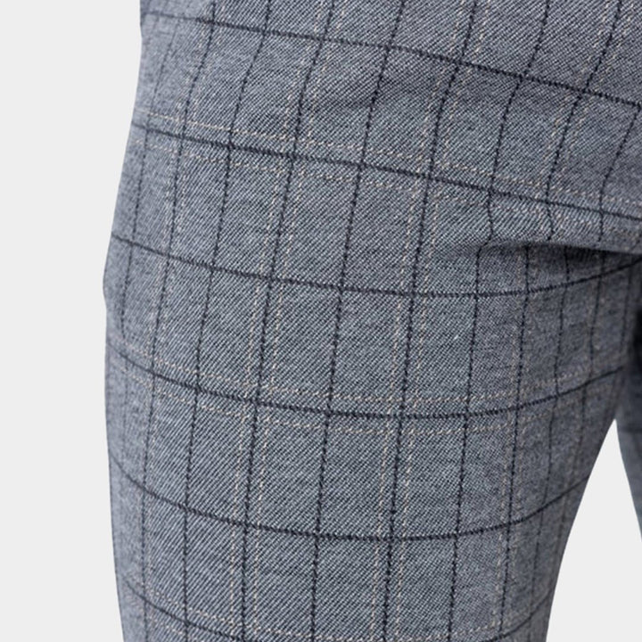 Ultra Stretch Chino Pants - Slim Fit - Windowpane Grey Check