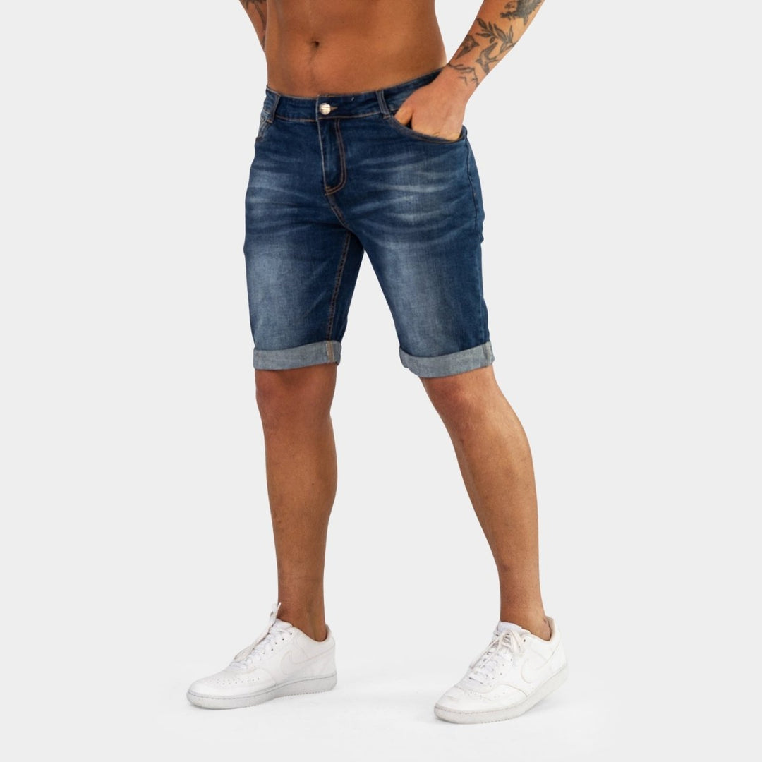 Ultra Stretch Denim Shorts - Deep Indigo Fade