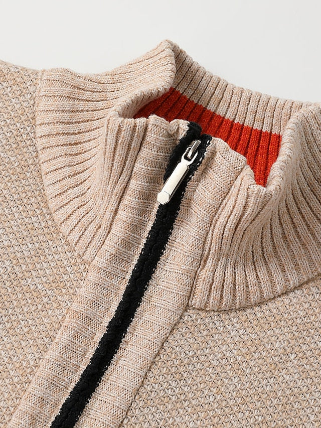 Chic Italian-Designed Knitted Sweater for Men with Stylish Zipper Detail